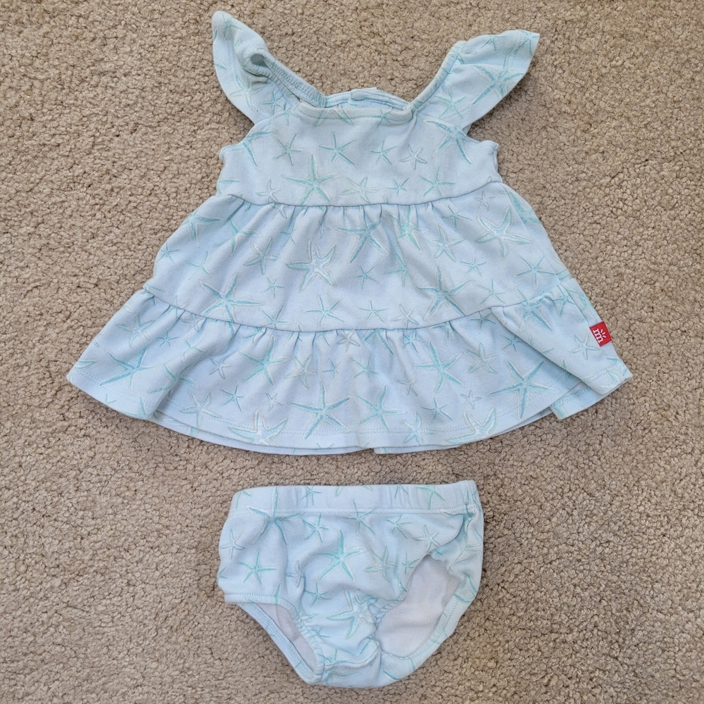 Magnetic Me Blue Starfish Patterned Dress Set 3-6